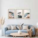 Amalfi Coastal Beach Framed Canvas Wall Art Set, Summer Ocean Wall Decor, Southwestern Beach Wall Painting, Ocean Seascape Art Prints for Living Room, Bedroom, Dining Room-24"x36"x3