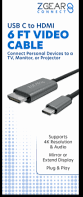 ZGEAR (6-Ft) HMDI to USB-C Video/Monitor Cable - Black ZGEAR (6-Ft) HMDI to USB-C Video/Monitor Cable - Black