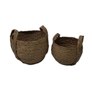 Round Woven Water Hyacinth Handles (Set of 2 Sizes) Basket Set