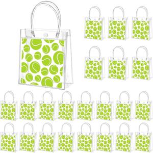 Tioncy 23 Pcs Clear Tennis Gift Bags with Handle Tennis Treat Candy Goodie Bags Sports Theme Party Favor for Team Snack Birthday Supplies, 8" x 8" x 3.15''