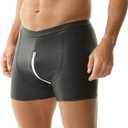 Men's Faux Leather Boxer Shorts Rave Shorts Zipper Closed Open Front and Back Short Pants Clubwear (Black, M)
