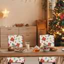 H.VERSAILTEX Dining Chair Covers Christmas Decorations Chair Cover Water Resistant Chair Cover for Dining Room Set of 4 Parson Chair Slipcovers Washable Chair Protectors Covers,Red Poinsettia/Beige