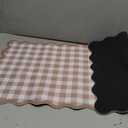 Scalloped Checkered Desk Mat Cute Brown Gingham XXL Large Gaming Mouse Pad Farmhouse Cottagecore Vintage Keyboard Computer Mat Pad for Desktop Aesthetic Cozy Office Desk Decor
