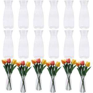 18 Pcs Plastic Bud Vases Bulk, Small Clear Flower Containers, Shatterproof Crystal Bud Vases for Centerpieces, Wedding, Home Table Decorations, Formal Dinners