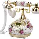 TelPal Retro Vintage Antique Telephone Old Fashioned with Push Button dial for Home Decor (White)