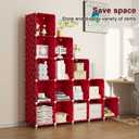 UNKU Cube Storage Organizer, 16 Cube Closet Organizer Storage Shelves, DIY Stackable Bookcase, Clothes Organizer Shelf for Closet, Bedroom, Living Room, Cabinet, Home, Office, Red