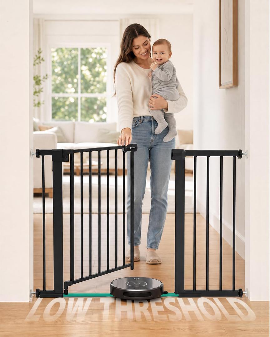 Sekey Flat Threshold Baby Gate for Stairs, 30-46" No Drill Dog Gate Indoor