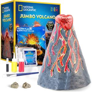 National Geographic Jumbo Volcano Science Kit - 18" Giant Volcano with Multiple Eruptions, Science Experiments, Science Fair Projects