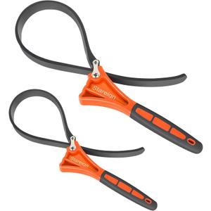 2-Pack Rubber Strap Wrench,Oil Filter Wrench Diameter 4" and 6" Heavy Duty Adjustable Blet Wrench for Jar Opener,Water Filter,Plumbing,Sink,Faucet(Orange)