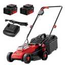 MZK 40V 15" Electric Lawn Mower, Electric Mower with 10L Grass Collection Bag, Two Batteries & Fast Charger Included