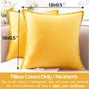 CARRIE HOME Mustard Yellow Velvet Throw Pillow Covers 18 x 18 Yellow Couch Throw Pillows 18x18 Set of 2 Super Soft Yellow Accent Decorative Pillows for Bedroom and Living Room (No Inserts)