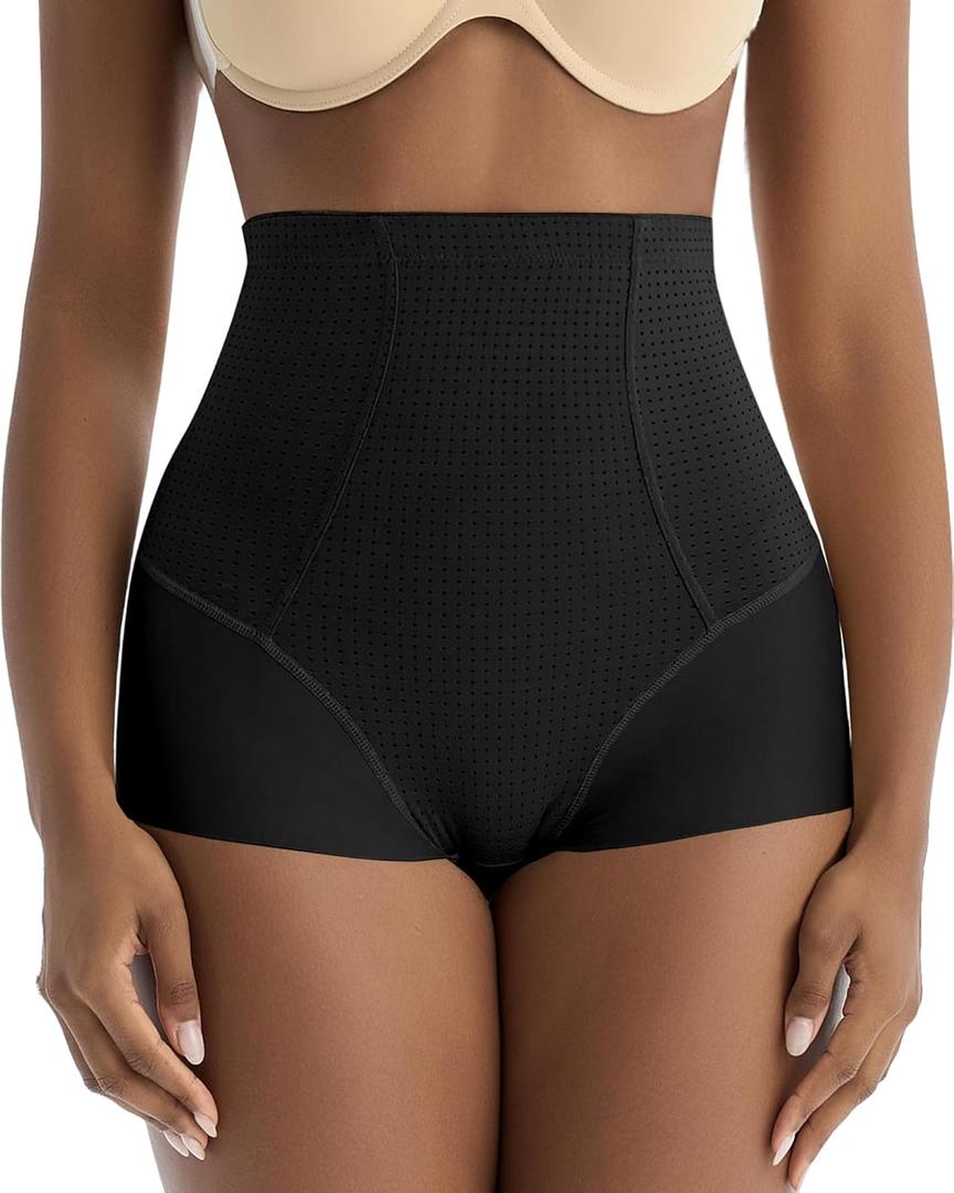 High Waist Tummy Control Shapewear Boyshorts Underwear Mesh Shaping Briefs Body Shaper Panties for Women (X-Large, Black)