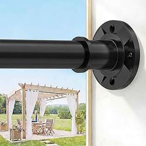 VIOREMOS Tension Curtain Rod 31 to112 In Extra Long Curtain Rod Adjustable Pole Heavy Duty Spring Matte Black Shower Curtain Rod for Bathroom Windows Room Divider Never Rust AntiSlip