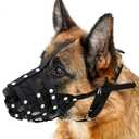 CollarDirect Dog Muzzle German Shepherd Dalmatian Doberman Setter Leather Basket Medium Large Breeds (Black, Large)