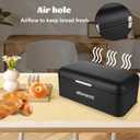 Modern Rustic Black Stainless Steel Bread Box, 16.1 x 8.9 x 6.3 inches, Roll Top Bread Storage Holder for Kitchen Countertop