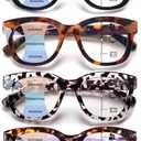 Progressive Multifocus Reading Glasses for Women,Blue Light Blocking Computer Readers with Spring Hinge +1.75