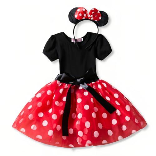 Nileafes Girls Princess Mini Mouse Costume Toddler Birthday Party Fancy Dress Up (5-6 Years,Red) 130