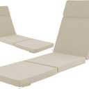 80 x 26 Inch Outdoor Chaise Lounge Cushions Set of 2 - Removable Cover, 4-Section Design, Water-Repellent & Fade-Resistant, 6 Tie Straps, Replacement for Patio & Pool Chairs - Cream