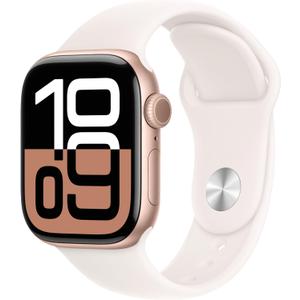 Apple Watch Series 10 [GPS 42mm case] Smartwatch with Rose Gold Aluminium Case with Light Blush Sport Band - S/M. Fitness Tracker, ECG App, Always-On Retina Display, Water Resistant