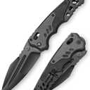 Intruder-05｜Folding Pocket Knife for Men，Heavy Camping EDC Knives with Clip ，4.29" PVD Blackwash 14C28N Steel Blade Axis Lock & Washer， Thumb Stud，Ti & Carbon Fiber Handle
