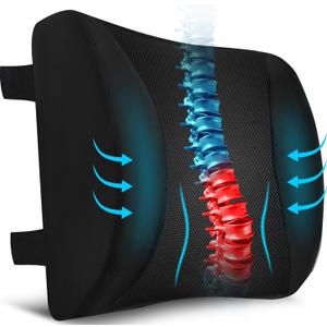 Niceeday Lumbar Support Pillow for Office Chair Car, Gaming Chair Lower Back Pain Relief Memory Foam Cushion with 3D Mesh Cover Ergonomic Orthopedic Back Rest Lower Back Support