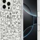 MOSNOVO Case for iPhone 16 Pro Max, [Buffertech 6.6ft Military-Grade Drop Protection] [Anti Peel Off Tech] Clear TPU Bumper Phone Case Cover Design - Doodle Dog
