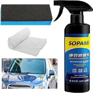 Sopami Car Coating Spray, Quick Effect Coating Agent, Car Scratch Wax Polish Spray, Oil Film Emulsion Glass Cleaner, Extremely Hydrophobic, Unmatched Slickness - Car Care Products (16.91 OZ)