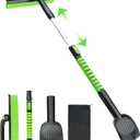 45.6" Ice Scraper and Snow Brush for Car Windshield [Silicone Bristles] ,3-in-1 Extendable Emergency Snow Shovel with Ergonomic Foam Grip and 360 Pivoting Brush Head for Christmas, Car Auto Truck SUV (Green)