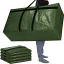 Windyun 4 Pack 57 Gallon Extra Large Moving Bags XXL Heavy Duty Storage Bag with Strong Zipper Handle Jumbo Big Tote Box Foldable for College Dorm Travel Clothes Duffle Blanket Pillow(Army Green)