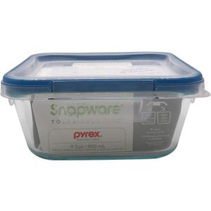 Snapware 4-Cup Total Solution Square Food Storage Container, Glass, Clear 