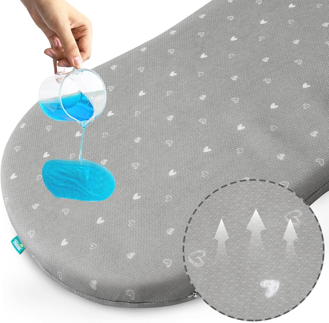 Bassinet Mattress Pad 18" x 30", Compatible with Halo Bassinest Swivel, Flex, Glide, Premiere & Luxe Series Sleeper, Waterproof Breathable Soft Baby Foam with Removable Zippered Cover, Grey