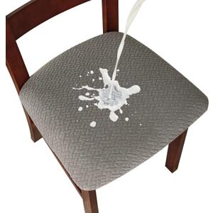 Genina Waterproof Seat Covers for Dining Room Chairs Covers Dining Chair seat Covers Kitchen Chair Covers slipcovers (Grey, 2 Pcs)