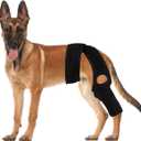 Dog Leg Sleeve for Back Legs, Adjustable Recovery Wrap, Breathable Medical Bandage, Protective Wound Care Sleeve, Comfortable Cone Alternative, Black, Large