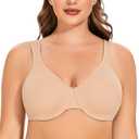 MELENECA Women's Minimizer Seamless Unlined Comfortable Plus Size Underwire Bra, Size 36D