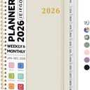 2026 Planner, Weekly and Monthly Calendar Planner Book, January 2026 - December 2026, Hardcover Spiral Planner with Monthly Tabs, Notes Pages, Perfect for Women & Men, A5 (6.4" x 8.5") - Beige