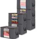 6pcs/Set 60 * 40 * 35cm Clothes Storage Bags Upgraded Foldable Fabric Storage Bags Storage Containers for Organizing Bedroom (Color : 6 pcs Grey)