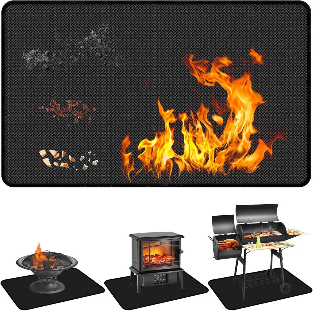 48 x 36 inch Under Grill Mats for Outdoor Grill, Double-Sided Fireproof, Oil and Waterproof Protective Mat for Grass and Deck, Outerdoor BBQ Fire Pit Fireplace Mat