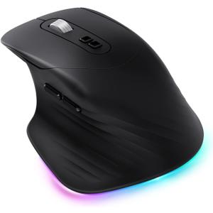 Seenda Wireless Mouse with Thumb Rest, 2.4G Wireless Illuminated Mouse with Mouse Jiggler and Zoom Function, 3200dpi Rechargeable RGB Wireless Mouse for Computer, Laptop, Home Office, Black