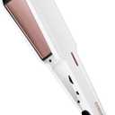 Conair Double Ceramic Flat Iron, 1-inch Flat Iron, 5 Heat Settings Up to 410F, Extra-Wide Floating Plates, For All Hair Types and Textures, White