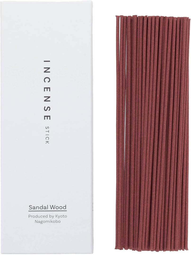 Kyoto Sandalwood Incense Sticks - Japanese Temple Aroma, Ideal for Relaxation & Meditation, Approx. 60 Sticks (0.044 Pounds) - Premium Quality Incense for Spiritual & Home Use incienso Nagomikobo
