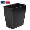 iDesign Small Plastic Bathroom Trash Can, Slim Rectangle Garbage Bin for Bedroom, Office, Dorm, Black
