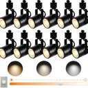 12PCS Dimmable LED Track Lighting Heads with Dedicated Dimmer and Replaceable GU10 Bulbs, Black 3CCT Ceiling Spotlight Fixtures for Accent Lighting for Home, Store, Moblie Cart Black