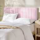 Hearth & Harbor Wall Mounted Queen Headboard Only, Bed Headboard Queen Size | Easy Assemble, Floating Peel and Stick, Upholstered Velvet, 3D Stitched Wall Panels, 5 Strips of 3M Tape Included, Pink