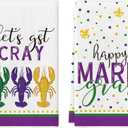 Artoid Mode Lobster Iris Happy Mardi Gras Kitchen Towels Dish Towels, 18x26 Inch Farmhouse Decoration Cleaning Set of 2