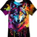 uideazone Tshirts for Boys Kids Short Sleeve T-Shirt 3D Graphic Tee Shirts Tops Clothes 13-14Years
