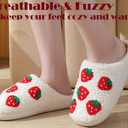 Comfy House Slippers For Women Men, Ladies Fuzzy Bedroom Slippers,indoor Outdoor Memory Foam Shoes (5-6 Women/4.5-5 Men, 1-strawberry)