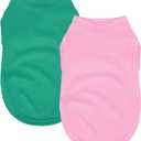 2 Pack Solid Color Dog Shirts - Lightweight, Quick Dry, Breathable Pet T-Shirts for Small to Large Dogs - Stretchy, Durable, Ideal for All Seasons and Holidays.Pink Green XS