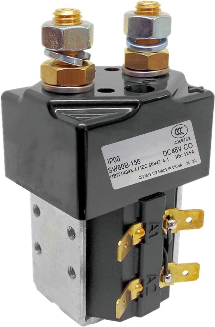 Contactor SW80B-156, 48V 125A For Curtis ZAPI B4SW11 Controller, Electric Forklift/Golf Cart Solenoid,Single Pole Single Throw SW80B156 SW80156