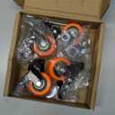 4" Caster Wheels, Casters Set of 4 Heavy Duty - Orange Polyurethane Castors, Top Plate Swivel Wheels, 4-Pack Industrial Casters with Brake, Locking Caster for Furniture and Workbench