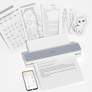 HPRT Portable Printer Wireless for Travel, Bluethooth Inkless Thermal Printer Support for 8.5"x11" US Letter, Compatible with iOS, Android, Laptop for Office and Home, White-Grey